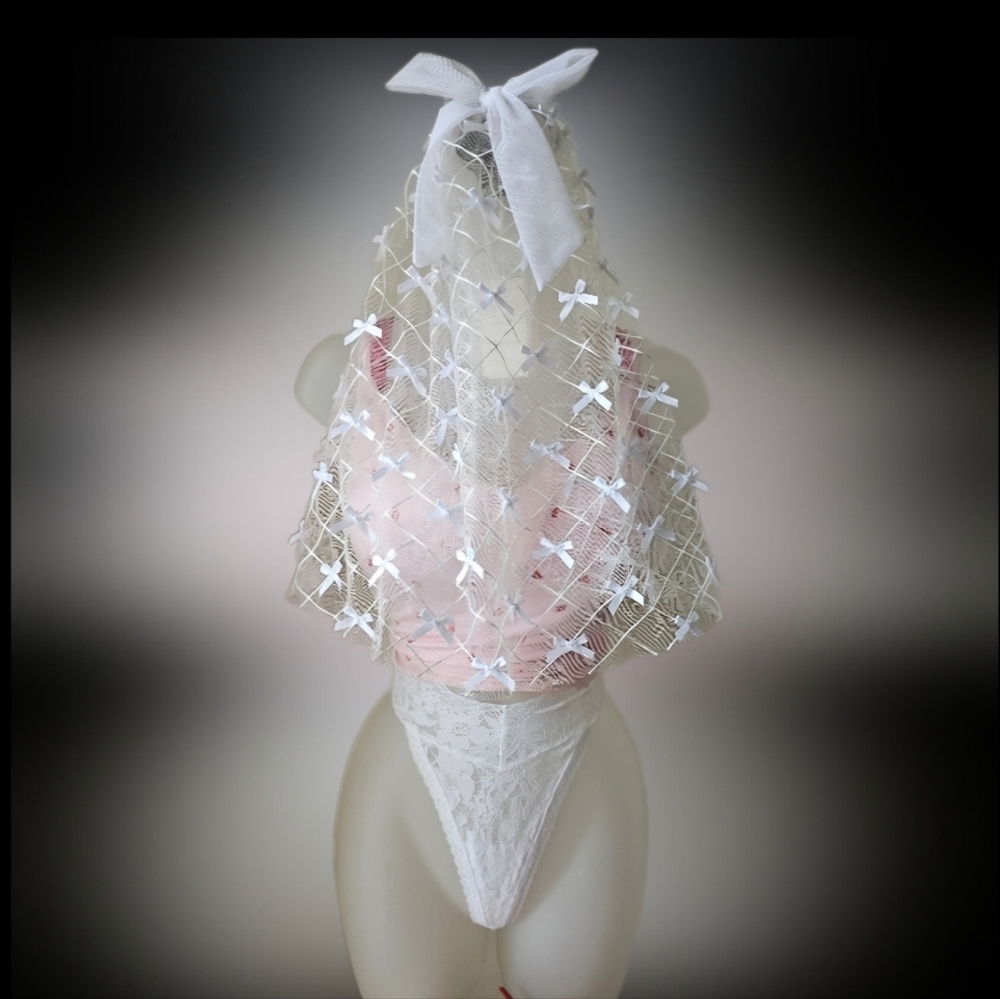 For Love & Lemons Bridal Veil – Ivory Bow Lace – One Size – NWT